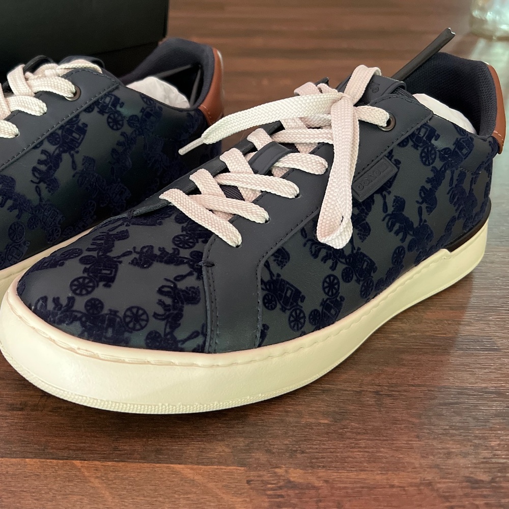 Coach Men’s Lowline Flocked Leather Sneaker Midnigh… Gem